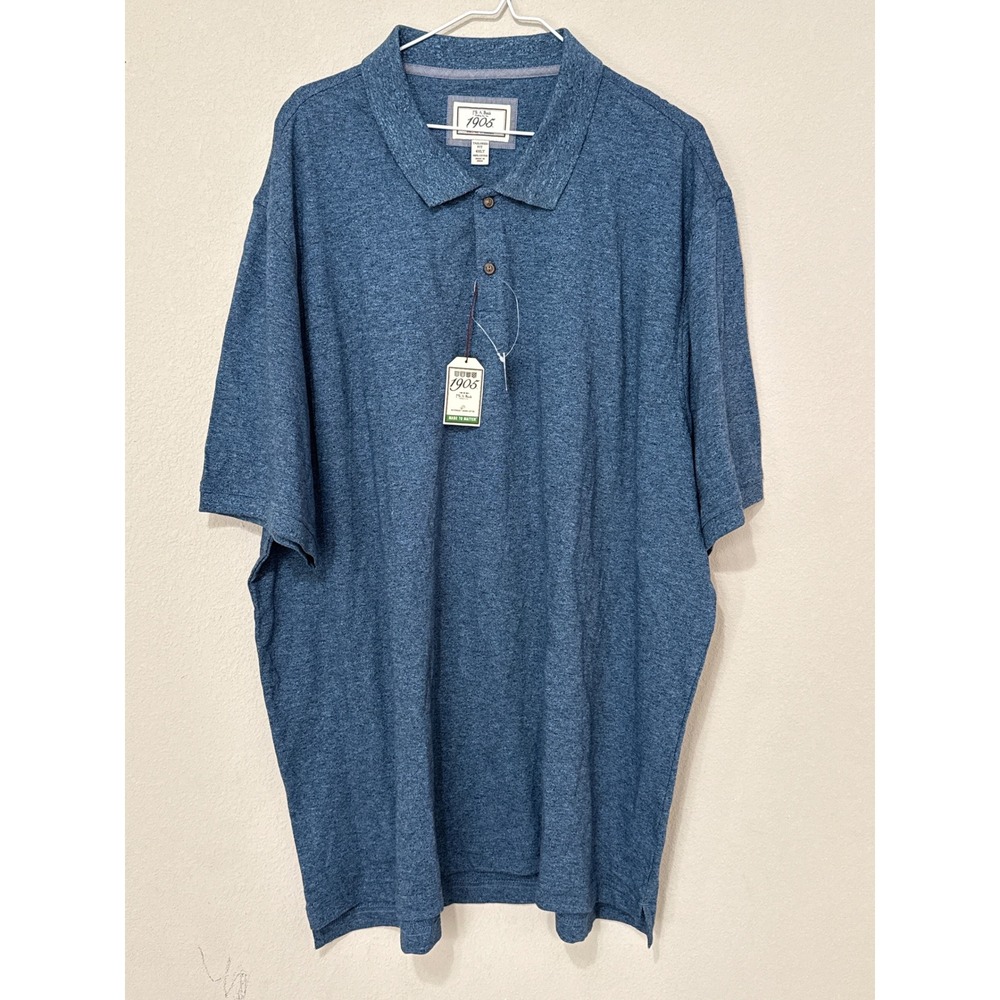 NWT Jos A Bank Polo Shirt 4XLT Tall Pique Cotton Tailored Fit Blue Heathered